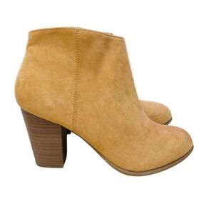 NEW Old Navy Women's Size 9 Tan Suede Ankle Boots Block Heel Side‎ Zip